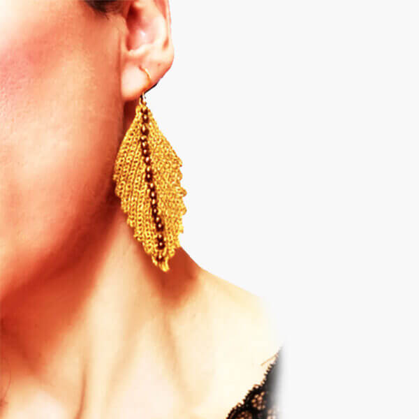 Gold, Silver Metallic and Silk Thread Crochet Earrings