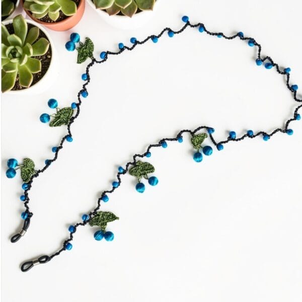 Handmade Cherry Glasses Lanyard | Micro Crochet Eyewear Chain