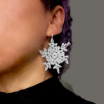 Handmade Christmas Snowflake Glittery Silk Thread Earrings