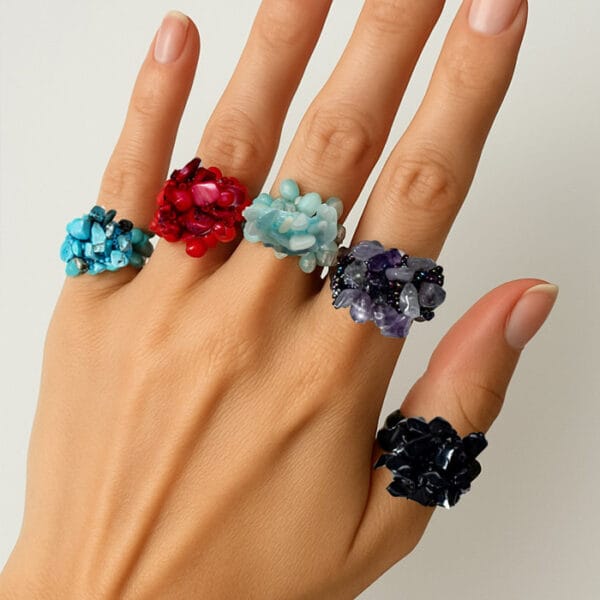 Semiprecious Stone Elasticated  Ring