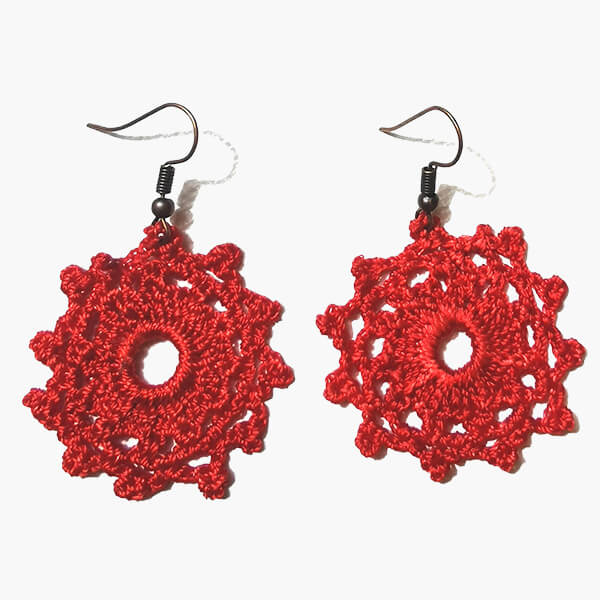 Crochet Earrings Red