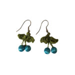 Crochet cherry earrings blue