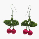 Crochet cherry earrings fuchsia