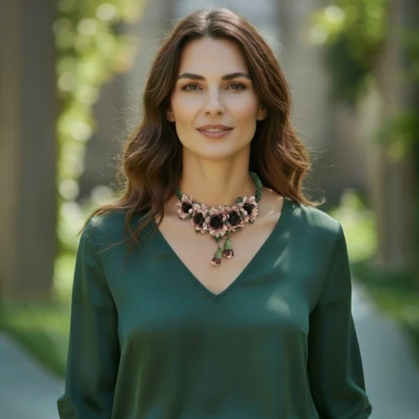 Crochet floral necklace