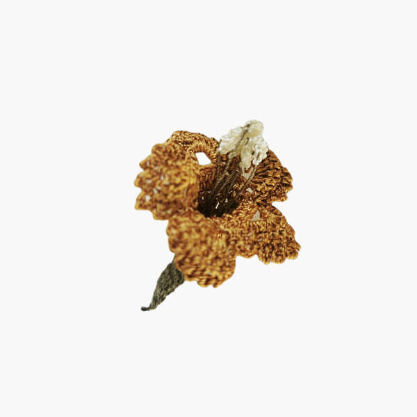 crochet flower brooch mustard