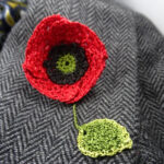 crochet large poppy brooch Red