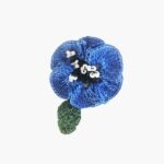 Crochet Poppy Brooch Blue
