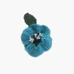 Crochet Poppy Brooch Light Blue