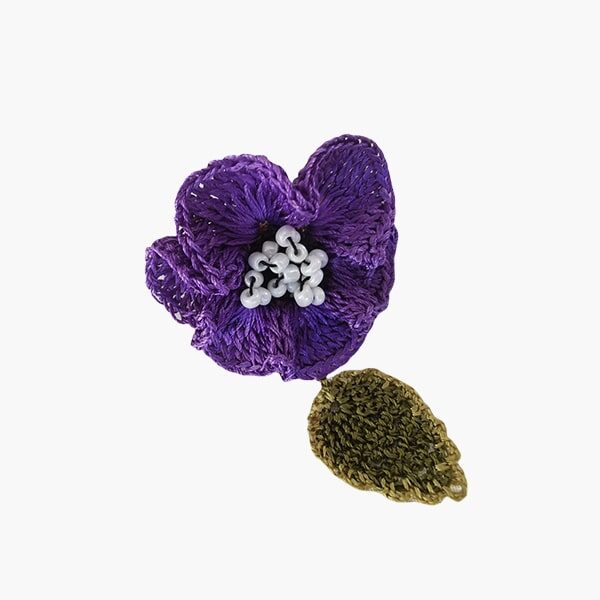 Crochet Poppy Brooch Purplee