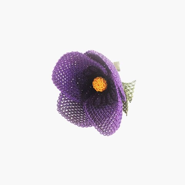 Needle Lace Brooch Purple