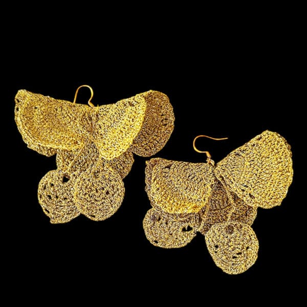 Gold Colour Micro Crochet Earrings