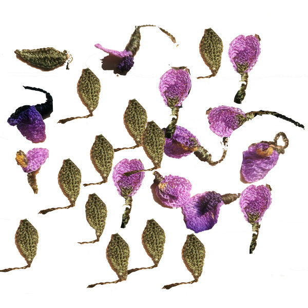 Crochet wisterias and leaves