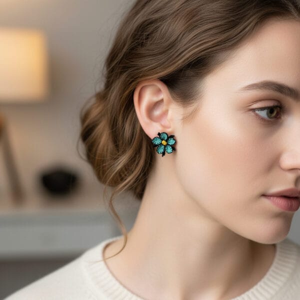 Needle Lace Flower Stud Earrings