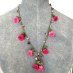 Elegant Macro-Crochet Flower Necklace and Earrings
