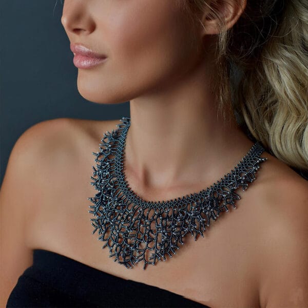 Handmade Glass Beaded Coral-Inspired Necklace