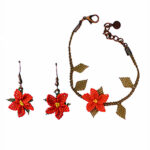 Handmade Silk Thread Needle Lace Bracelet and Earrings Set