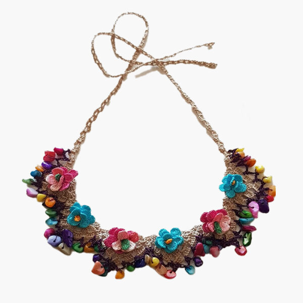 Fine Crochet Silk Thread Multi Colour Necklace/Headband