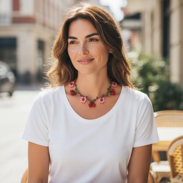 Fine crochet Floral Beaded Necklace/Headband