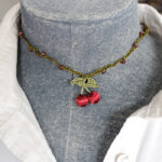 Silk thread cherry necklace/choker/Headband.