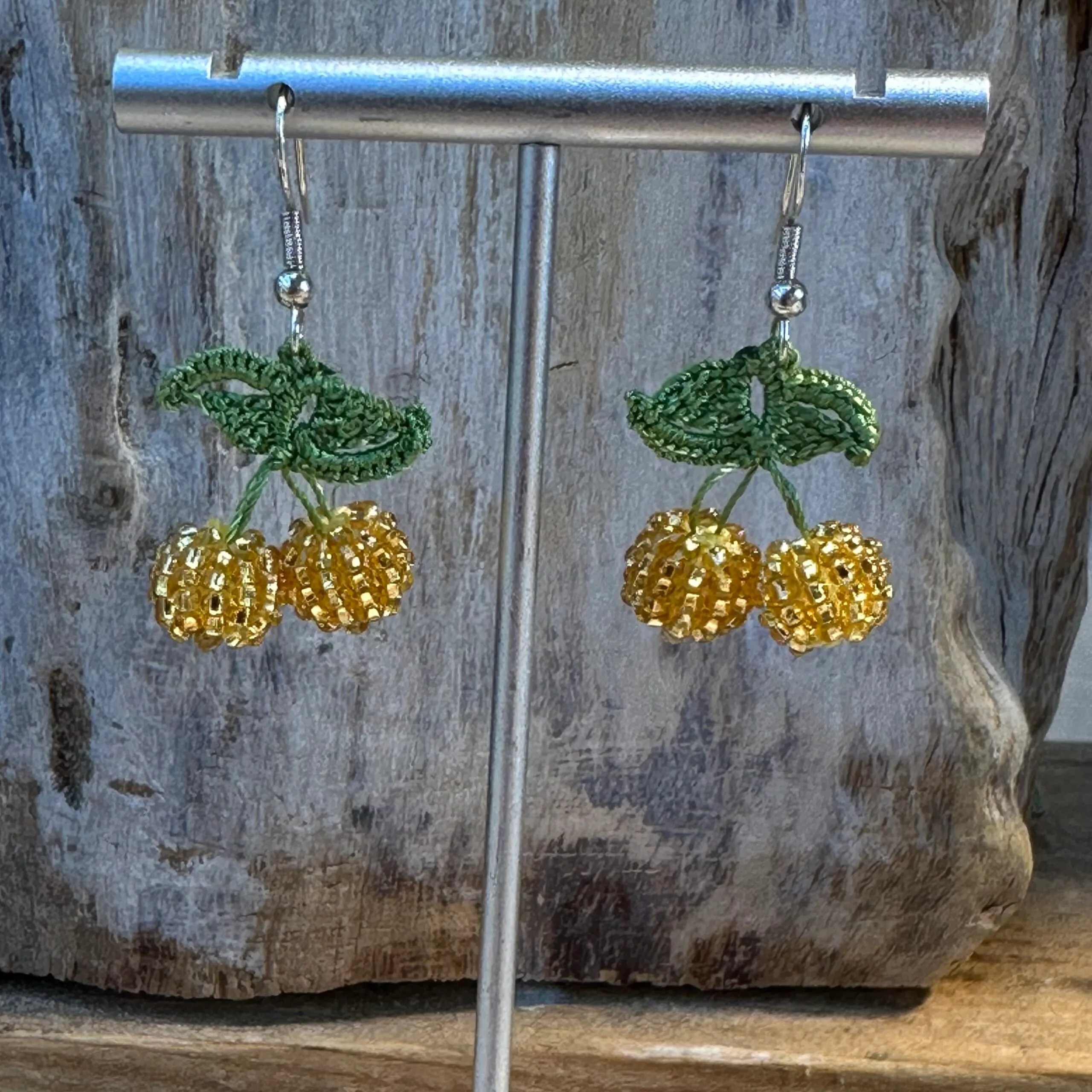 Beaded Micro Crochet Cherry Earrings » Meli Design Handmade