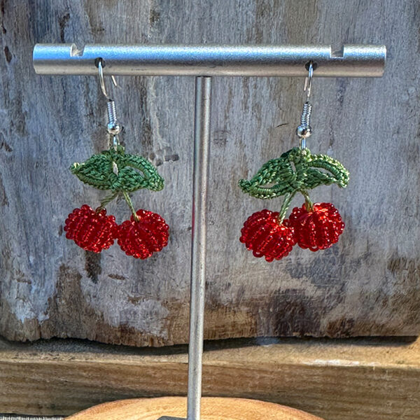 Glass Beaded Crochet Berry Earrings