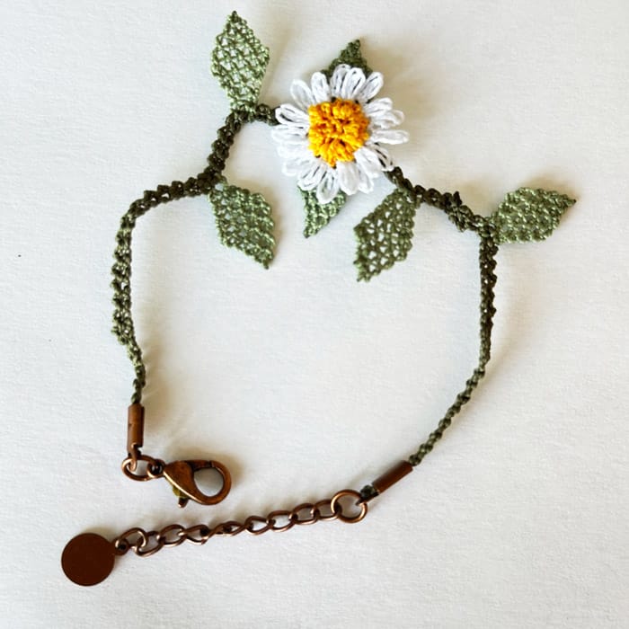 Handmade Needle Lace Daisy Bracelet Set, Inspired by Traditional Oya Craft Handmade Needle Lace Daisy Bracelet Set, Inspired by Traditional Oya Craft