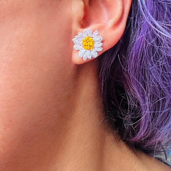 Handcrafted Needle Lace Daisy Stud Earrings