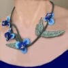 Needle Lace Necklace with Flowers & Leaves