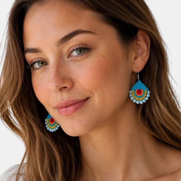 Handmade Micro Crochet Earrings – Oya-Inspired Fibre Art Jewellery