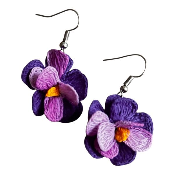 Handmade Silk Thread Needle Lace Stud Earrings