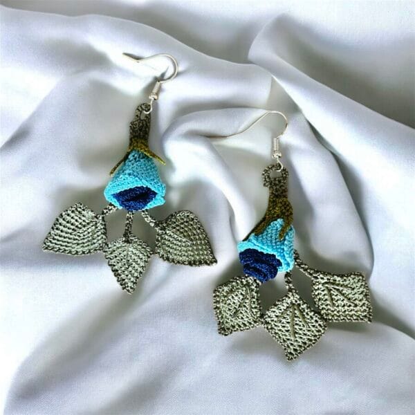 Handmade Silk Thread Needle Lace Stud Earrings