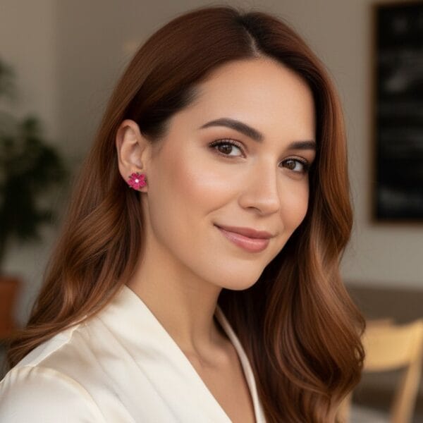 Handmade Silk Thread Needle Lace Stud Earrings