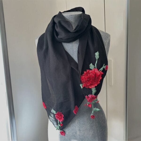 Black Embroidery Scarf